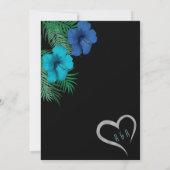 Black Blue Neon Tropical Engagement Party Kaart (Achterkant)