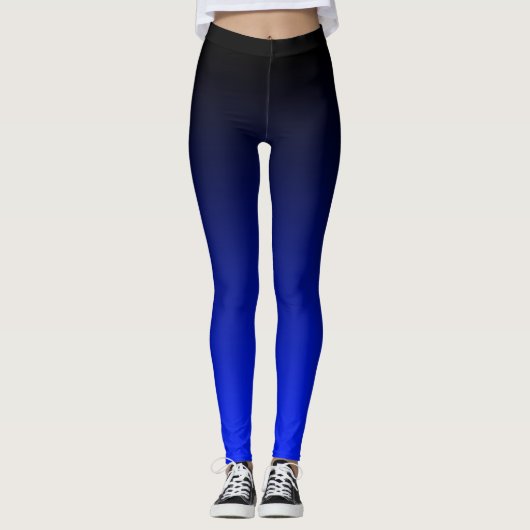 Black Blue Ombre gradiënt Leggings (Voorkant)