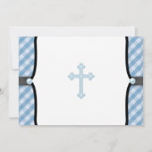 Black Blue Pearl Cross Blue Gingham doop Kaart (Achterkant)