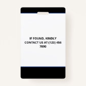 Black Blue Photo & Larger Logo Press ID Badge (Achterkant)