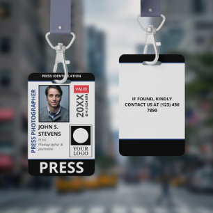 Black Blue Photo & Taller Logo Press ID Badge