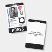 Black Blue Photo & Taller Logo Press ID Badge (Voor- en achterkant)