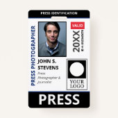 Black Blue Photo & Taller Logo Press ID Badge (Voorkant)