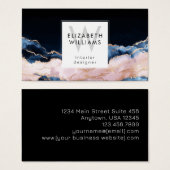 Black Blue Pink Rose Gold Monogram Business Cards Visitekaartje (Voorkant /achterkant)