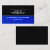 Black Blue Plain Modern Consultant Visitekaartje (Voorkant / Achterkant)