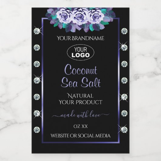 Black Blue Product Packaging Labels Diamonds Logo Voedselcontainer Etiket (Enkel label)