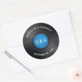 Black Blue Rock N Roll Monogram Naam Vinyl Record Ronde Sticker (Envelop)