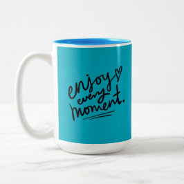 Black Blue Simple Motivational Quote Mug Tweekleurige Koffiemok
