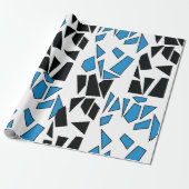 Black Blue Stained Glass Pattern Cadeaupapier (Uitgerold)