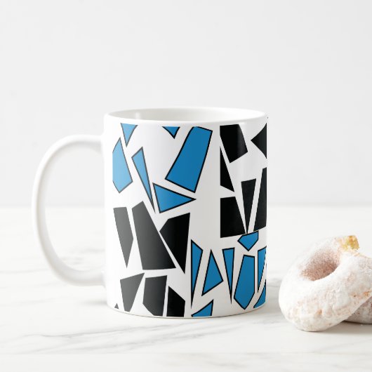 Black Blue Stained Glass Pattern Koffiemok (Met donut)