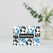 Black Blue Stained Glass Pattern Visitekaartje (Staand voorkant)