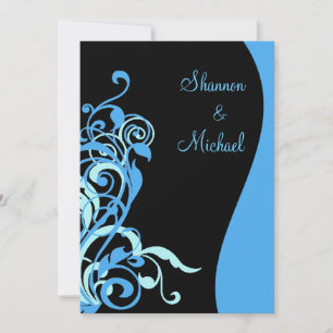 Black Blue Swirl Huwelijksuitnodiging Kaart