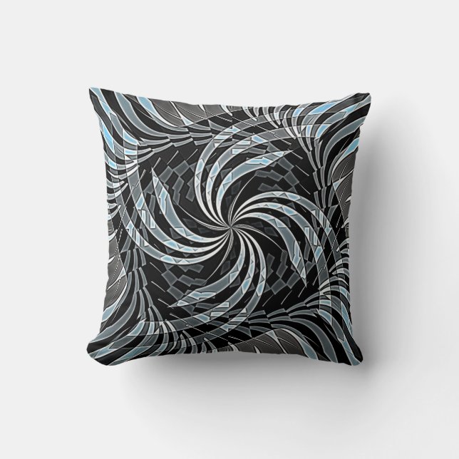 Black Blue Swirl Sierkussen (Voorkant)