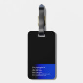 Black Blue Trendy Modern Simple Bagagelabel (Achterkant verticaal)