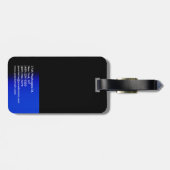 Black Blue Trendy Modern Simple Bagagelabel (Achterkant horizontaal)