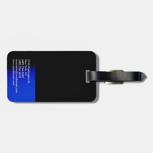 Black Blue Trendy Modern Simple Bagagelabel (Achterkant horizontaal)