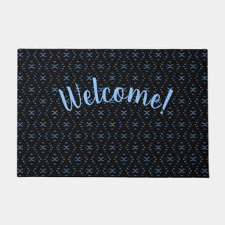 Black & Blue Tribal Boho Personalized Doormat Deurmat