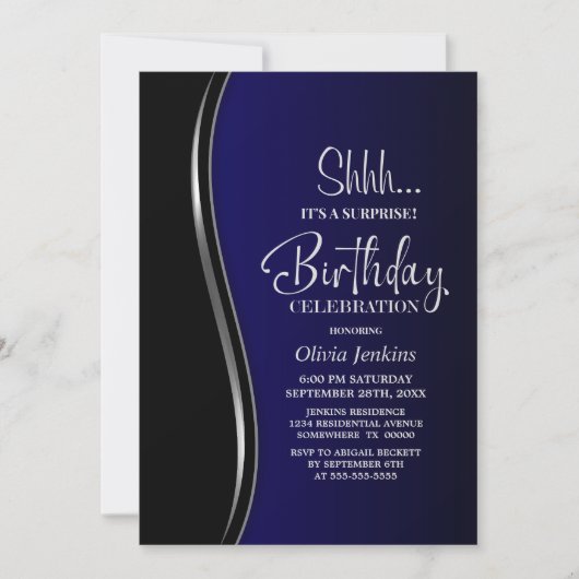 Black Blue Verjaardagsfeestje Kaart (Voorkant)