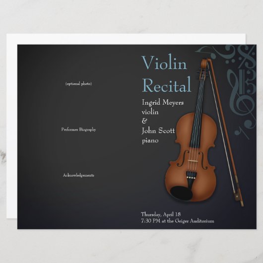 Black & Blue Violin Viola Folded Overweging Progra (Voorkant / Achterkant)