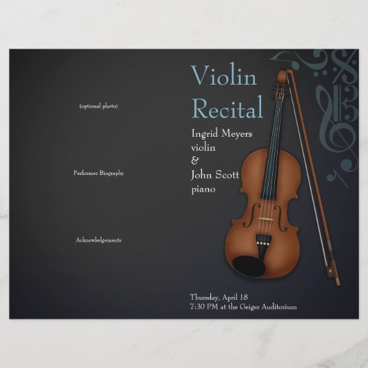 Black & Blue Violin Viola Folded Overweging Progra (Voorkant)
