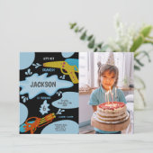 Black Blue Water Pistool Invitaties met foto Kaart (Staand voorkant)