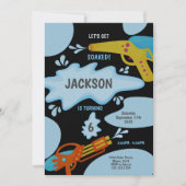 Black & Blue Water Pistool Verjaardagsuitnodiging Kaart (Voorkant)