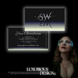 Black Blue White Gradient Shadow Font Initialen Visitekaartje