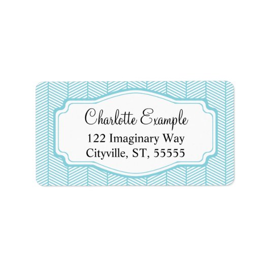 Black Blue White Herringbone Classic Custom Etiket (Voorkant)