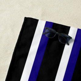 Black Blue White Striped Strandlaken