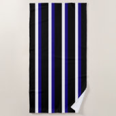 Black Blue White Striped Strandlaken (Voorkant)