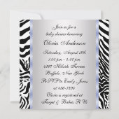 Black Blue Zebra Baby Boy Shower Uitnodigingen (Achterkant)