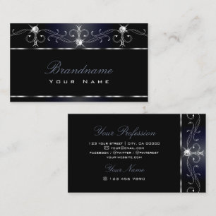 Black Bluish Squiggles Sparking Diamonds  Visitekaartje