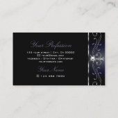Black Bluish Squiggles Sparking Diamonds  Visitekaartje (Achterkant)