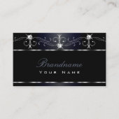 Black Bluish Squiggles Sparking Diamonds  Visitekaartje (Voorkant)