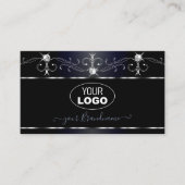 Black Bluish Squiggles Sparking Diamonds Voeg Logo Visitekaartje (Voorkant)