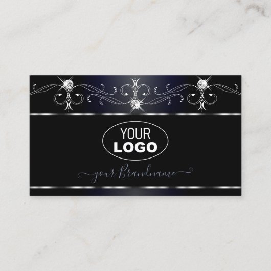 Black Bluish Squiggles Sparking Diamonds Voeg Logo Visitekaartje (Voorkant)