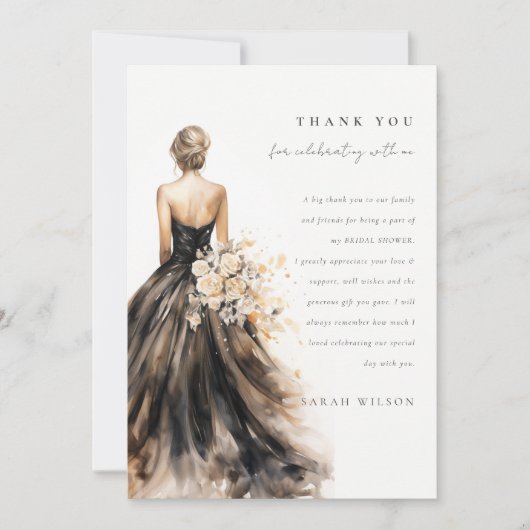 Black Blush bruidsjurk Vrijgezellenfeest Dank u Kaart (Voorkant)