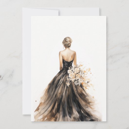Black Blush bruidsjurk Vrijgezellenfeest Dank u Kaart (Achterkant)