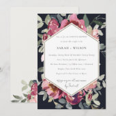 BLACK BLUSH BURGUNDY ROOS COUPLY SHOWER INVITE BEDANKKAART (Voorkant / Achterkant)