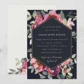 BLACK BLUSH BURGUNDY ROOS FLORA BABY SHOWER INVITE BEDANKKAART (Voorkant / Achterkant)