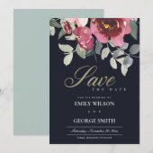 BLACK BLUSH BURGUNDY ROOS FLORA BEWAREN DE DATUM K BEDANKKAART (Voorkant / Achterkant)