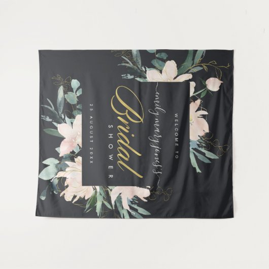 BLACK BLUSH FLORA WATERVERF VRIJGEZELLENFEEST WELK WANDKLEED (Voorkant (horizontaal))