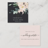 BLACK BLUSH GOLD FLORAL WATERVERF WEDDING WEBSITE VIERKANTE VISITEKAARTJE (Voorkant / Achterkant)
