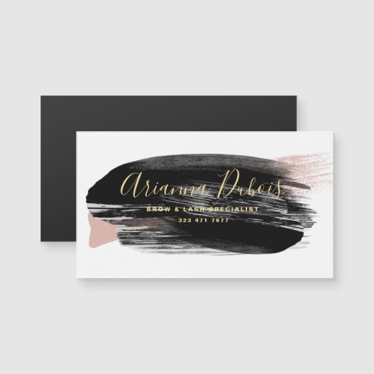 Black Blush Gold Waterverf Business Magnet Kaart (Voorkant / Achterkant)