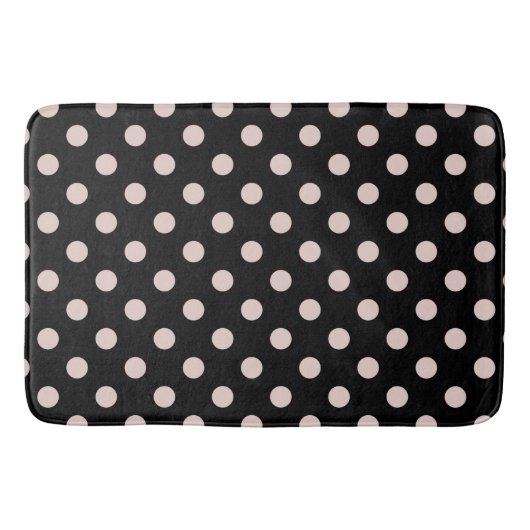 Black & Blush Licht Roze Stippen Stip Badmat (Voorkant)