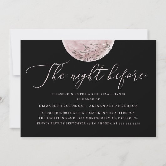 Black & Blush Moon | hemels repetitiediner Kaart (Voorkant)