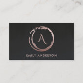 BLACK BLUSH PINK BRUSH STROKE CIRCLE LOGO MONOGRAM VISITEKAARTJE (Voorkant)