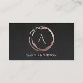 BLACK BLUSH PINK BRUSH STROKE CIRCLE LOGO MONOGRAM VISITEKAARTJE