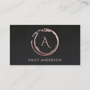 BLACK BLUSH PINK BRUSH STROKE CIRCLE LOGO MONOGRAM VISITEKAARTJE