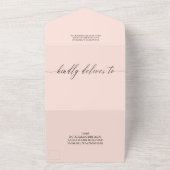 Black Blush Pink Delicate Calligraphy Wedding All In One Uitnodiging (Buitenkant)